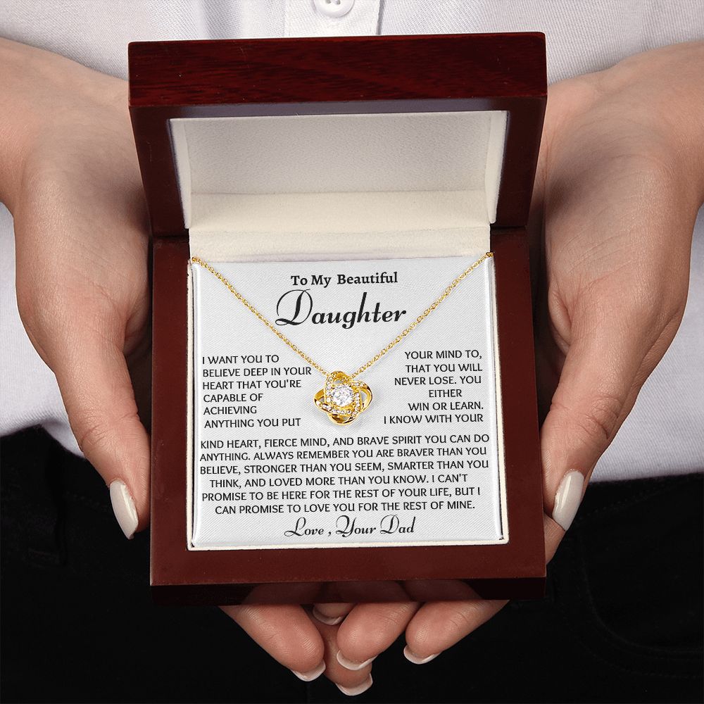To My Daughter Love Knot Necklace, Birthday Gift From Dad, Christmas Gift For Her, Dad to Daughter Gift.