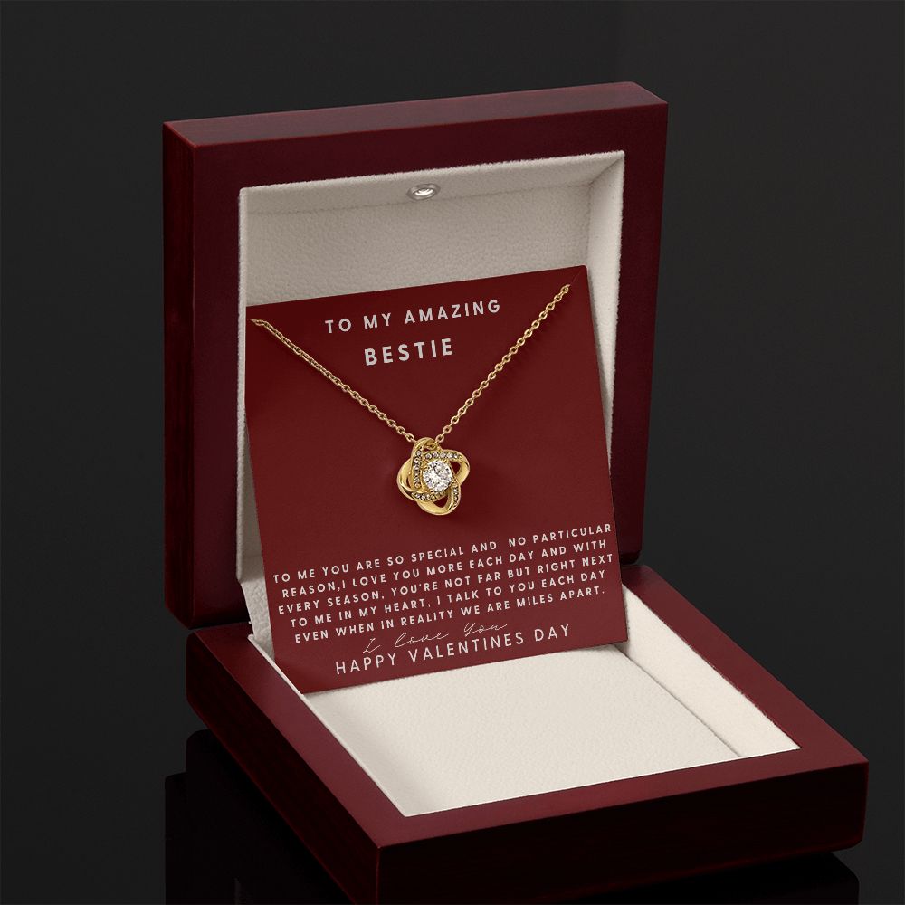 To My Amazing Bestie Love Knot Necklace, Valentine;s Day Gift For Her, Best Friend's Valentine Gift, Sentimental Gift, To My Amazing Bestie.