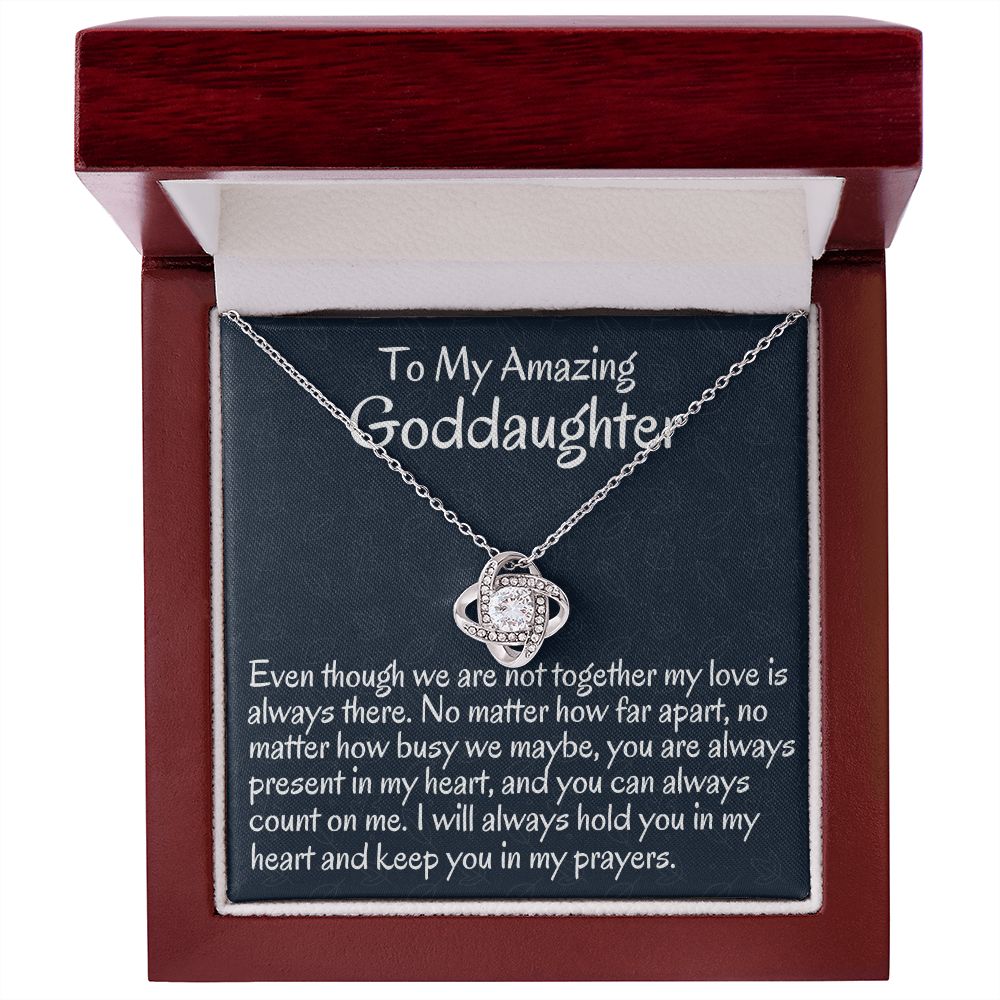 To My Amazing Goddaughter, Love Knot Necklace, Meaningful Gift, Christmas Gift, From Loving Godmother.
