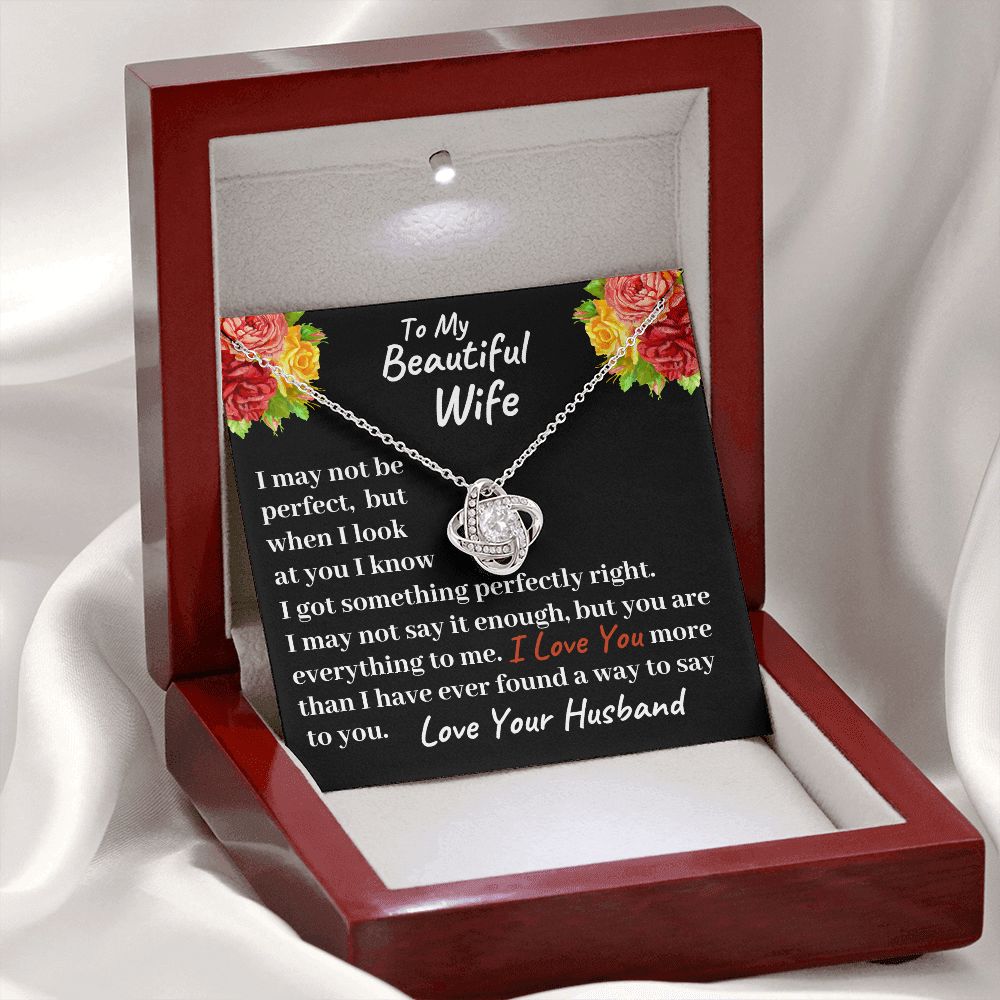 To My Beautiful Wife Love Knot Necklace, Birthday Gift Wedding Anniversary Gift For Her, Christmas Gift