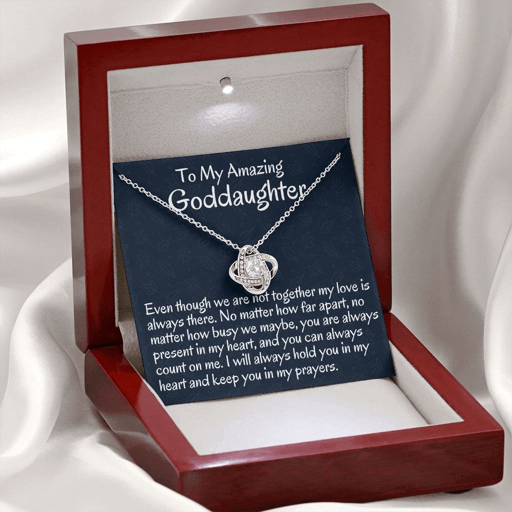 To My Amazing Goddaughter, Love Knot Necklace, Meaningful Gift, Christmas Gift, From Loving Godmother.
