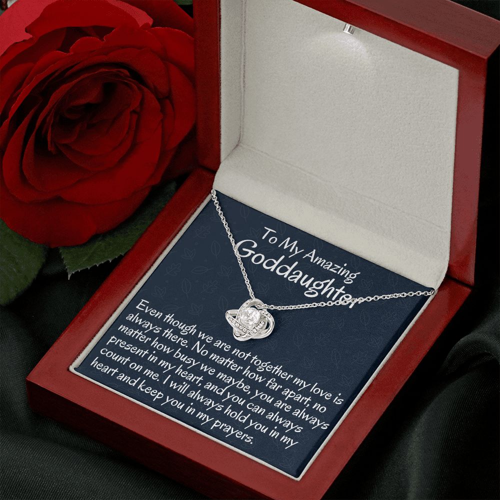 To My Amazing Goddaughter, Love Knot Necklace, Meaningful Gift, Christmas Gift, From Loving Godmother.