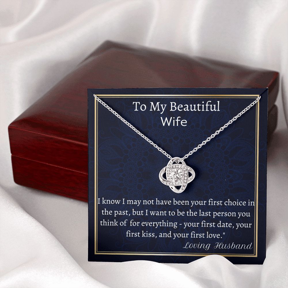 To My Beautiful Wife Love Knot Necklace, AnnIversary Gift, Valentine Jewelry Gift, Birthday Gift For Wife, Sentimental Gift.