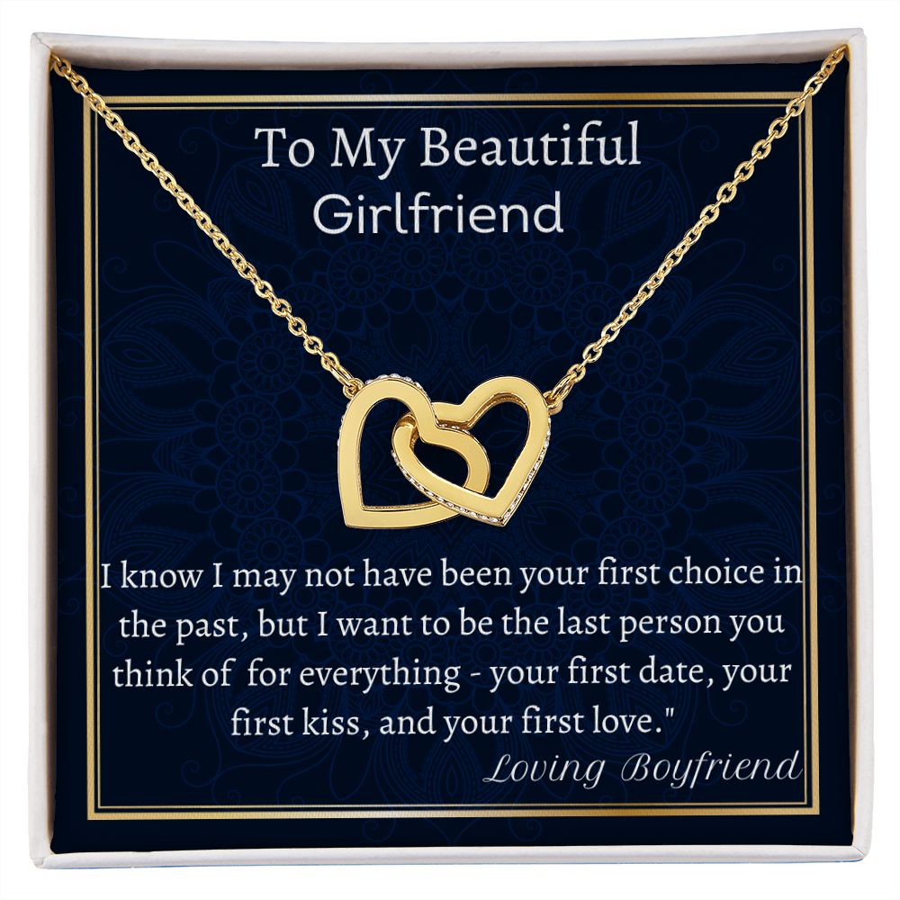 To My Beautiful Girlfriend Interlocking Hearts Necklace, Valentine Jewelry Gift, Anniversary Gift, Romantic Gift For Girlfriend, I love You, Gift For Her