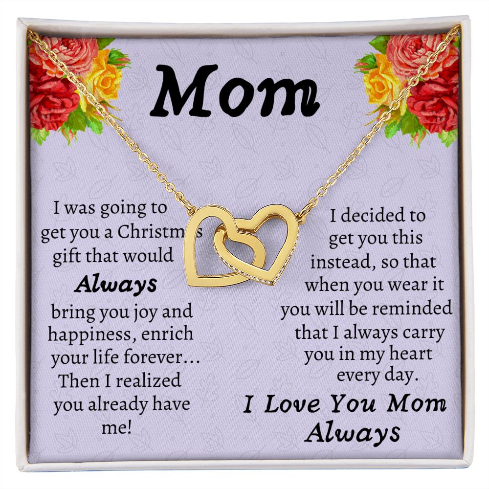 Interlocking Hearts Necklace Gift For Amazing Mom, Christmas Gift For Her, Birthday Gift