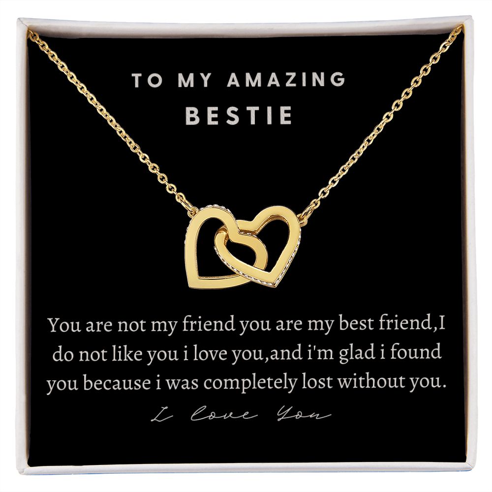 To My Amazing Bestie Interlocking Hearts Necklace, Birthday Gift For An Amazing Bestie, Appreciation Gift, From Bestfriend, I Love You Bestie.