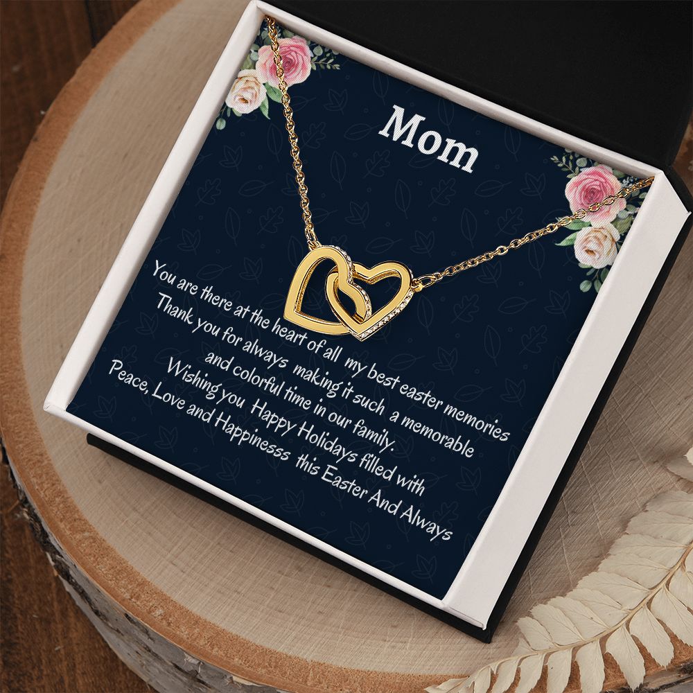 To My Mom Interlocking Hearts Necklace, Easter Holiday Gift For Mom, Birthday Gift For Amazing Mom, Sentimental Gift, Daughter To Mother Gift.