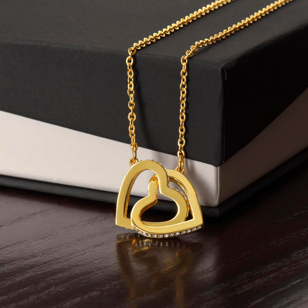 To My Beautiful Wife Interlocking Hearts Necklace, Anniversary Gift For Her, Husband To Wife Gift, Valentine Jewelry Gift For Her, I Love You