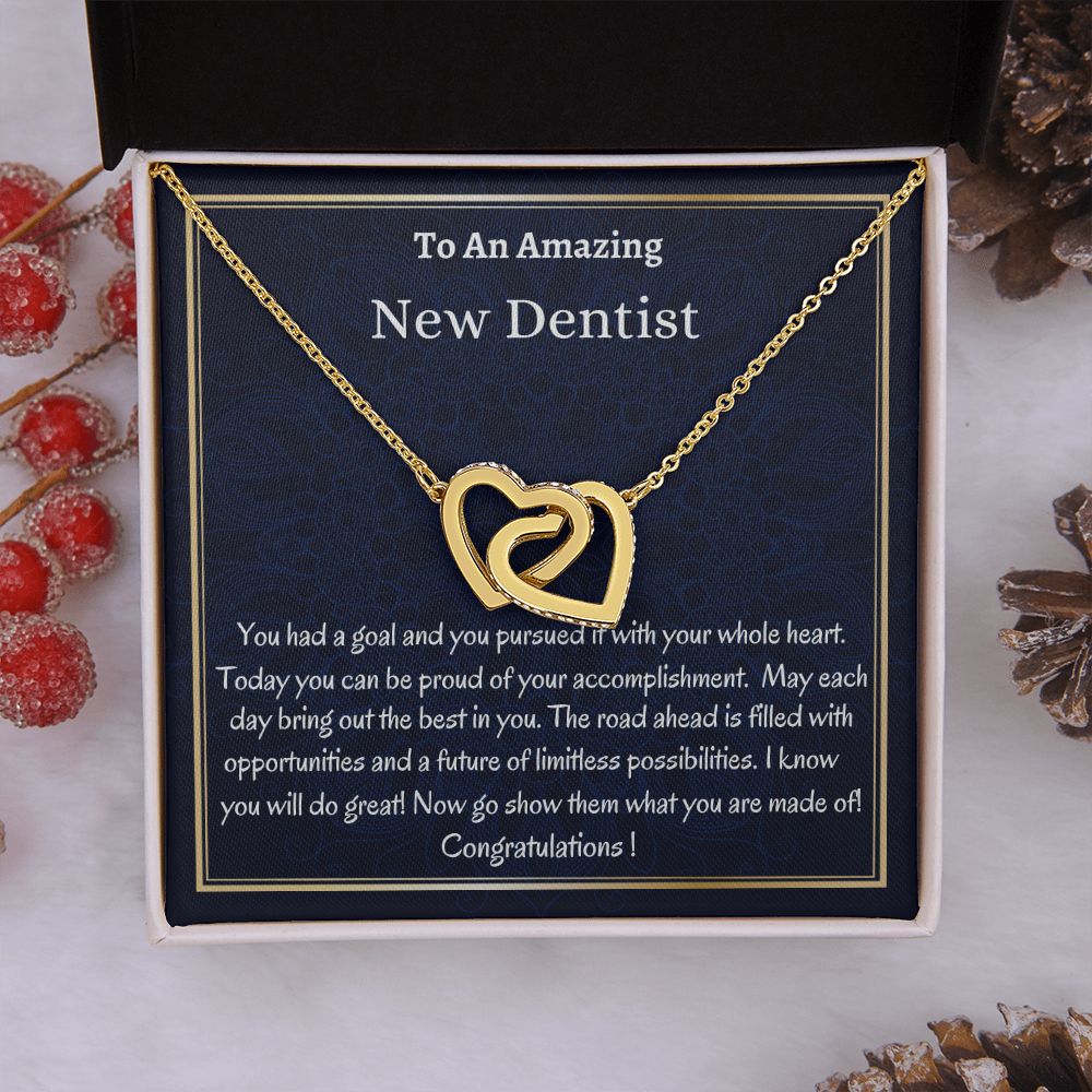 To An Amazing New Dentist Interlocking Hearts Necklace, New Dentist Necklace, Graduation Gift For Her, Meaningful Gift, Women Jewelry.