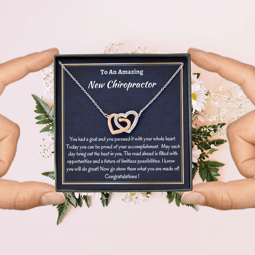 To An Amazing New Chiropractor Interlocking Hearts Necklace, New Chiropractor Congratulations Gift, Profession Gifts , Jewelry Gift For Her.