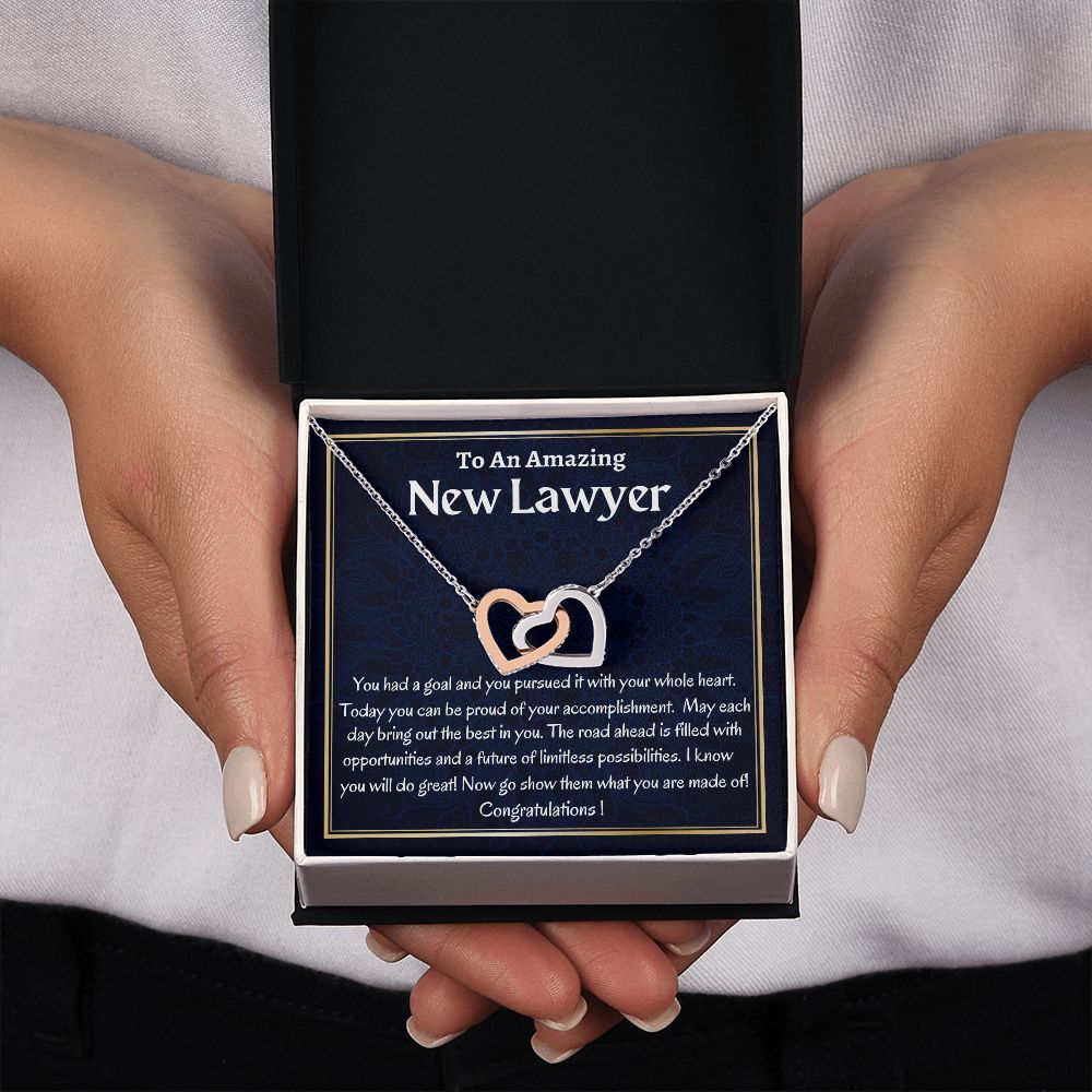To An Amazing New Lawyer Interlocking Hearts Necklace, Congratulations Gift For A New Lawyer, Future Lawyer Gift, Graduation Gift For Her, Unique Graduation Jewelry.