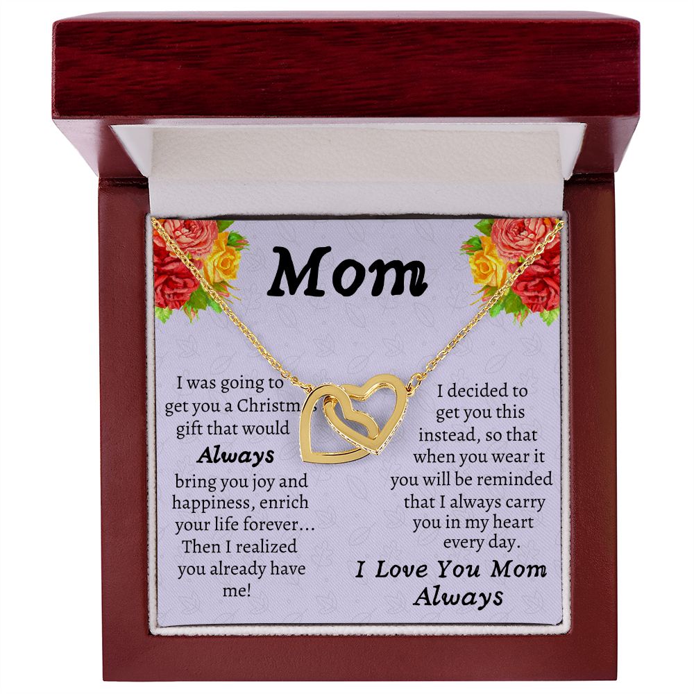 Interlocking Hearts Necklace Gift For Amazing Mom, Christmas Gift For Her, Birthday Gift