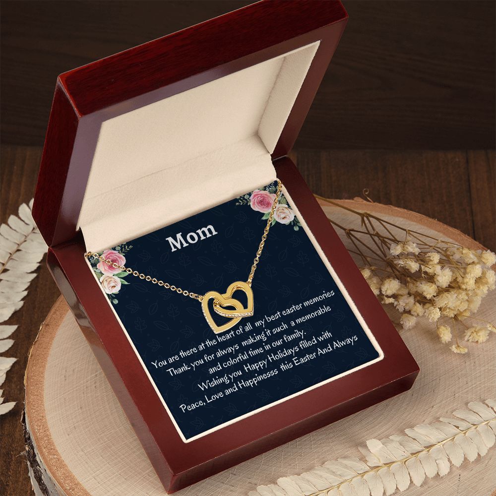 To My Mom Interlocking Hearts Necklace, Easter Holiday Gift For Mom, Birthday Gift For Amazing Mom, Sentimental Gift, Daughter To Mother Gift.