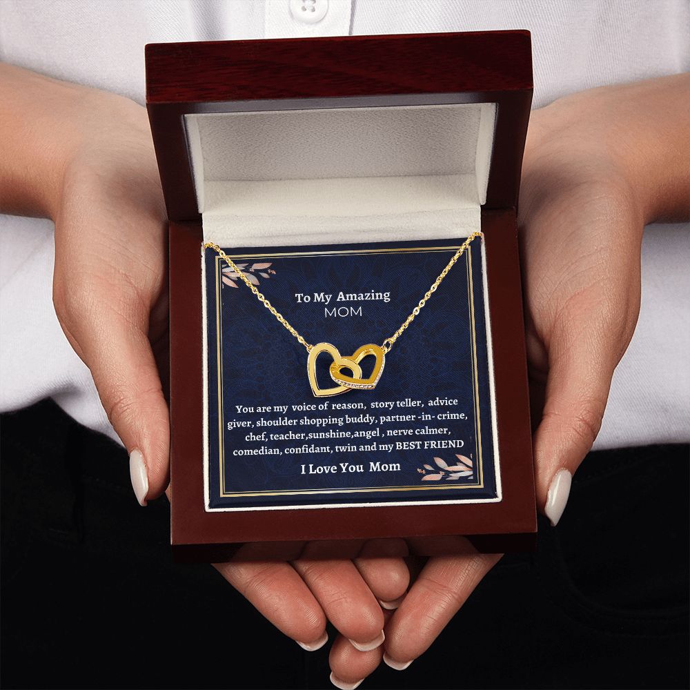 To My Amazing Mom Interlocking Hearts Necklace, Birthday Gift For Amazing Mom, Daughter To Mom Gift, Meaningful Jewelry Gift, Mothers Day Gift.