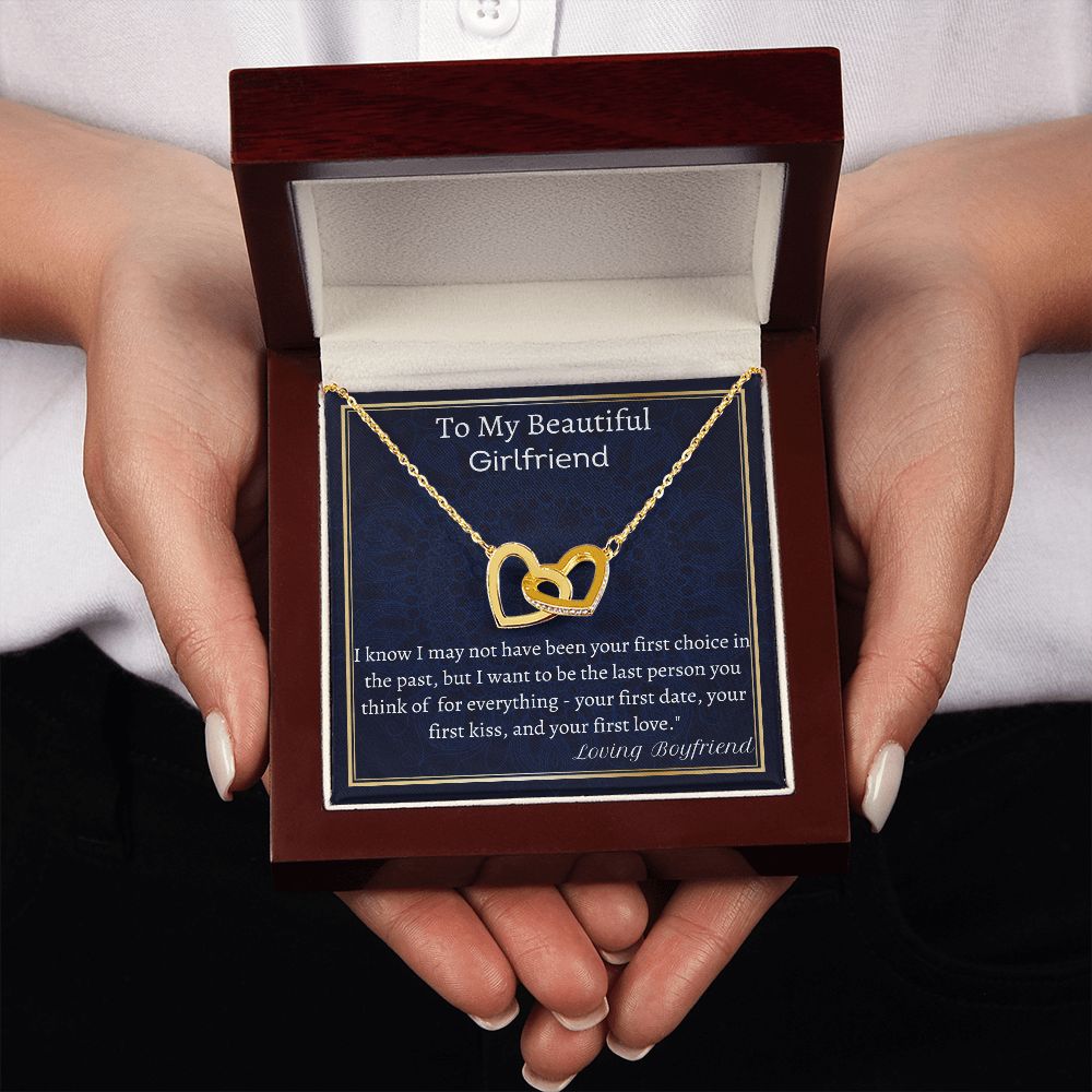 To My Beautiful Girlfriend Interlocking Hearts Necklace, Valentine Jewelry Gift, Anniversary Gift, Romantic Gift For Girlfriend, I love You, Gift For Her