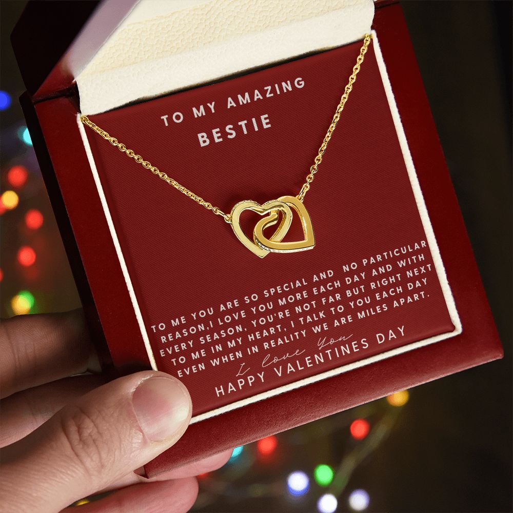 To My Amazing Bestie Interlocking Hearts Necklace, Valentines Gift For Best Friend, Women Jewelry Gift, Gift For Her, To My Amazing Best Friend, I Love You.