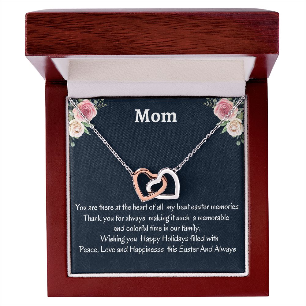 To My Mom Interlocking Hearts Necklace, Easter Holiday Gift For Mom, Birthday Gift For Amazing Mom, Sentimental Gift, Daughter To Mother Gift.