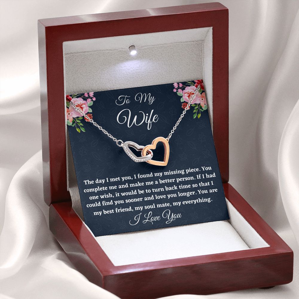 To My Wife, Interlocking Hearts Necklace, Christmas Gift For Amazing Wife, Birthday Gift, From Loving Husband.