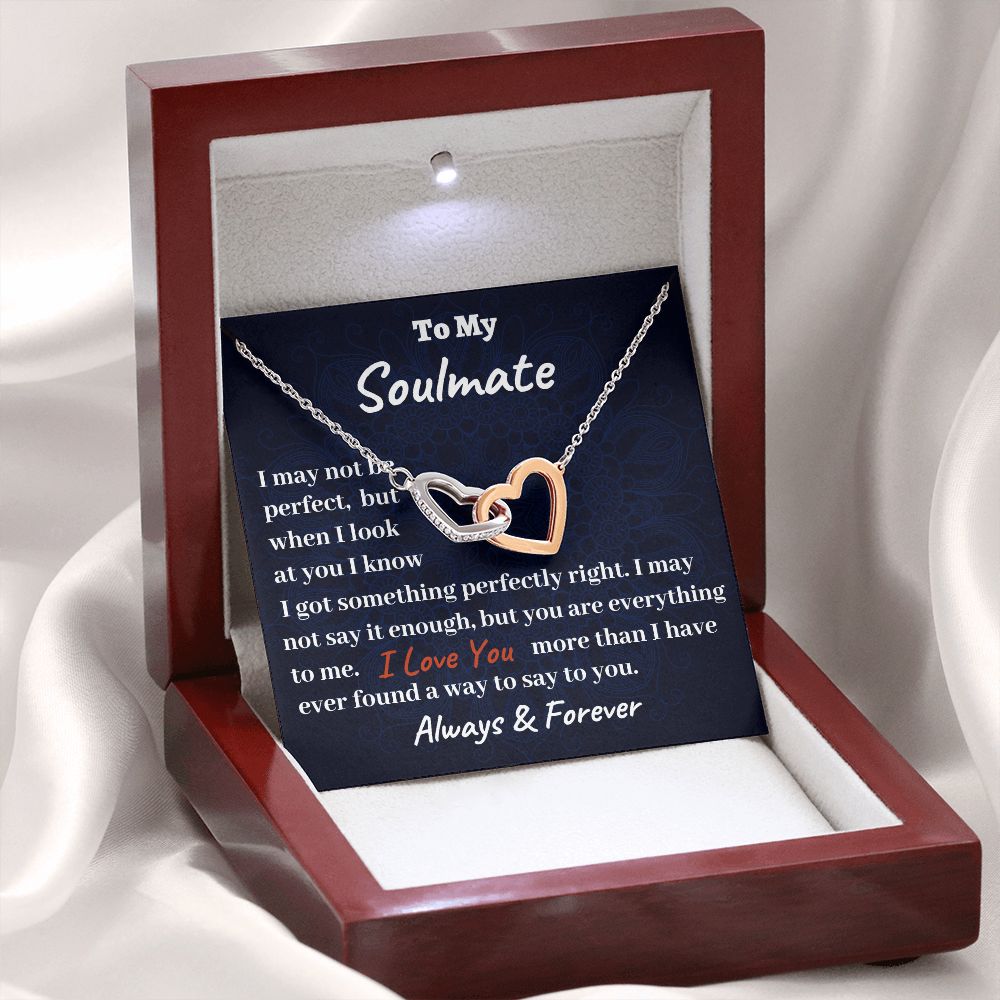 To My Soulmate Interlocking Hearts Necklace, Gift For Wife, Girlfriend, Lover, Friend, Anniversary Gift, Christmas Gift For Her, I Love You