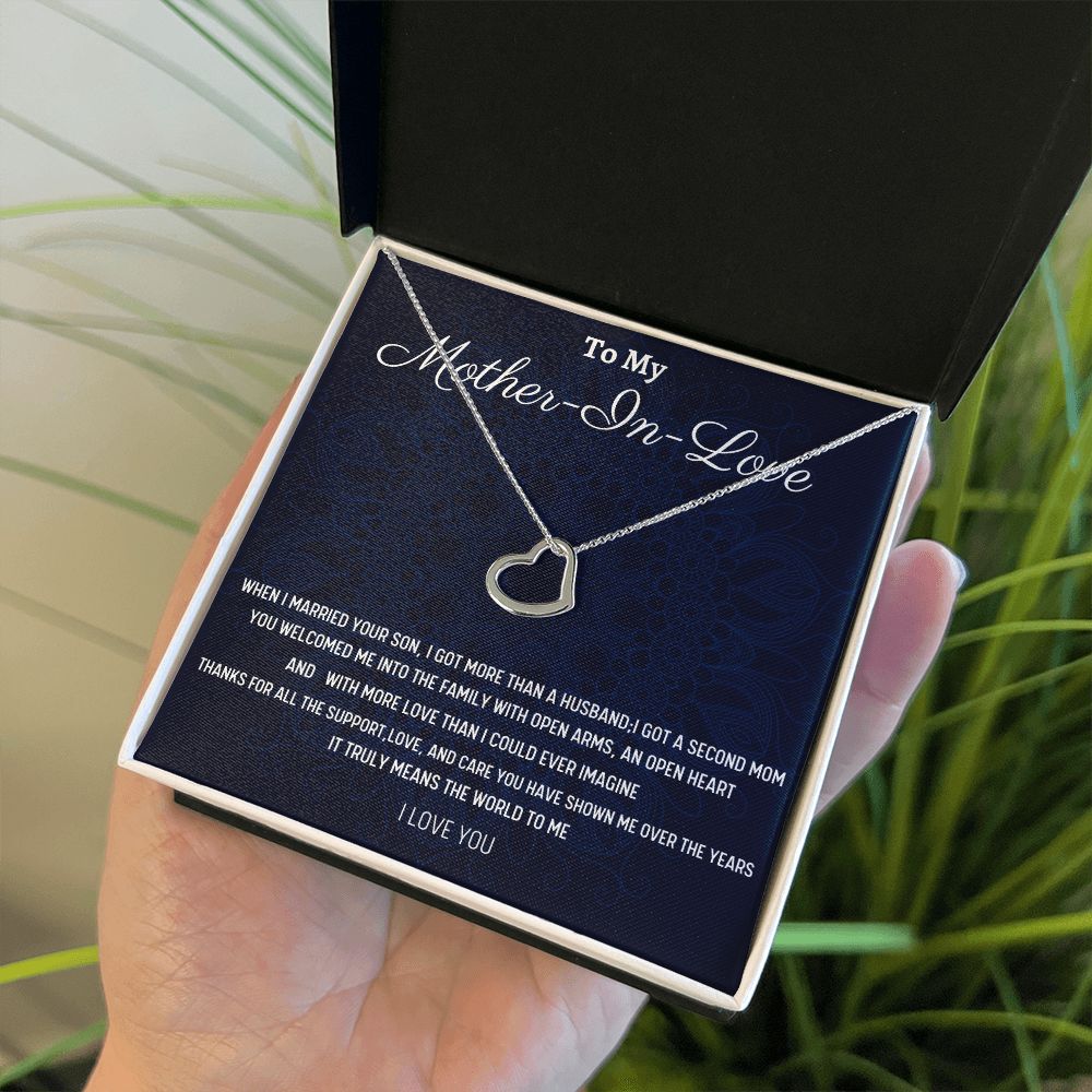 To My Mother-In-Love Delicate Heart Necklace, Birthday Gift For My Mother-In-Love, Birthday Gift For Husband's Mom, Mothers Day Gift, From Daughter-In-Love.