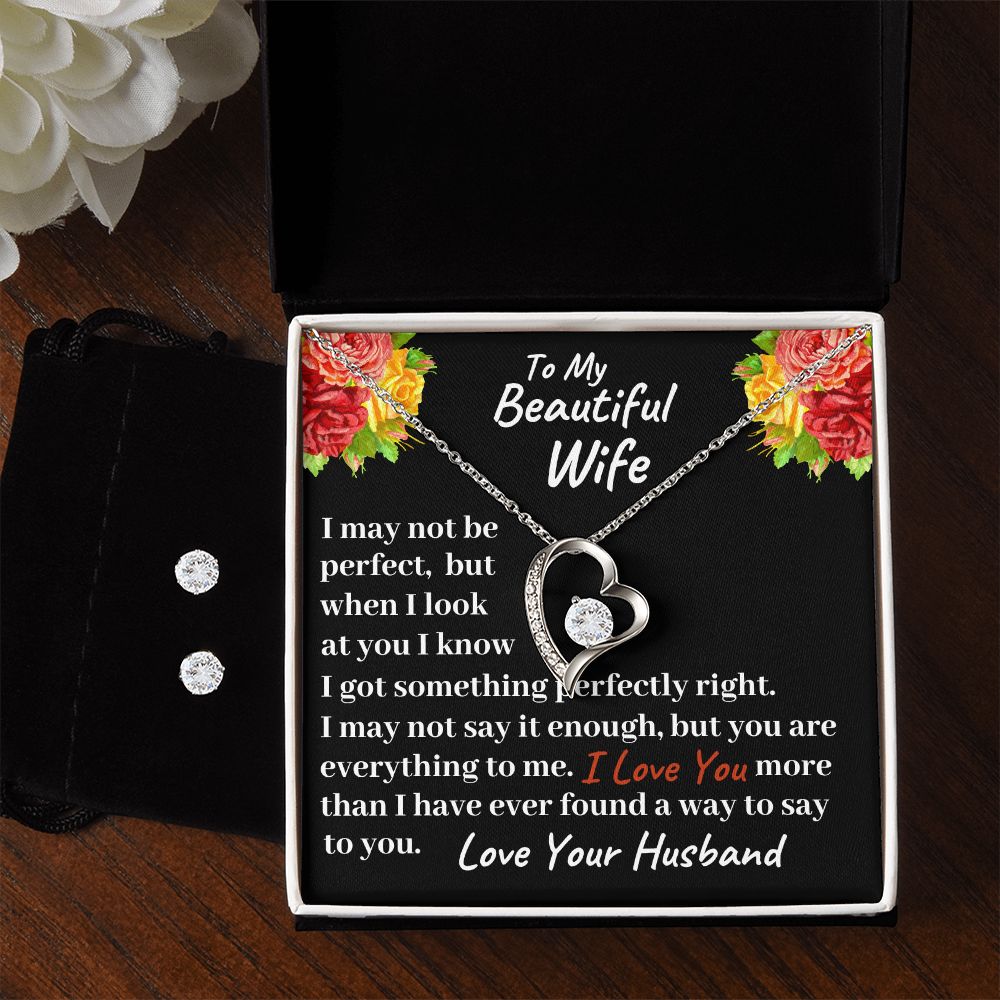 To My Beautiful Wife Forever Love Necklace And Earring Sets