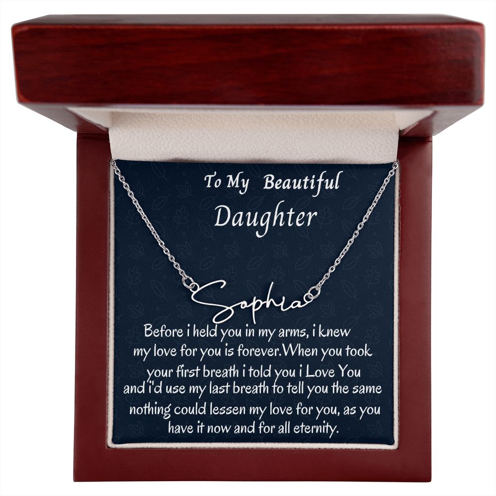 To My Beautiful Daughter Signature Style Necklace, Birthday Gift For My Beautiful Daughter, Graduation Gift, Mother To Daughter Gift.,