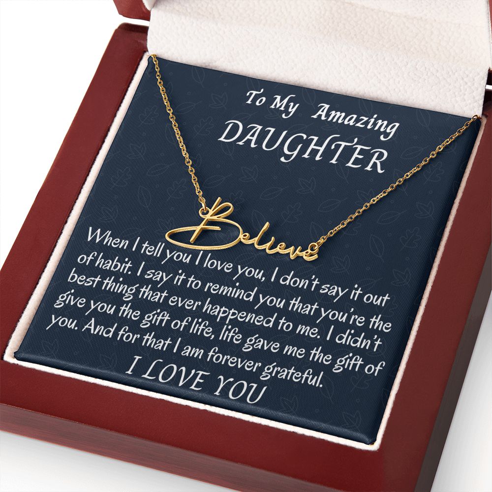 To My Amazing Daughter Signature Style Necklace, Custom Name Birthday Gift, Mother To Daughter Gift, Dad To Daughter, Graduation Gift.