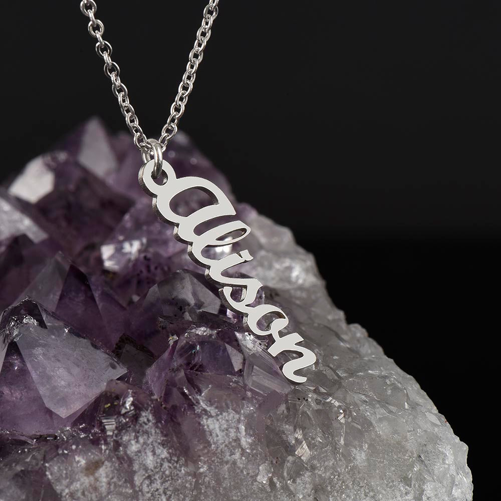 To My Boyfriend's Mom Vertical Name Necklace, Birthday Gift For Boyfriend's Mom, Wedding Anniversary Gift, Mothers Day Gift, From Bonus Daughter.