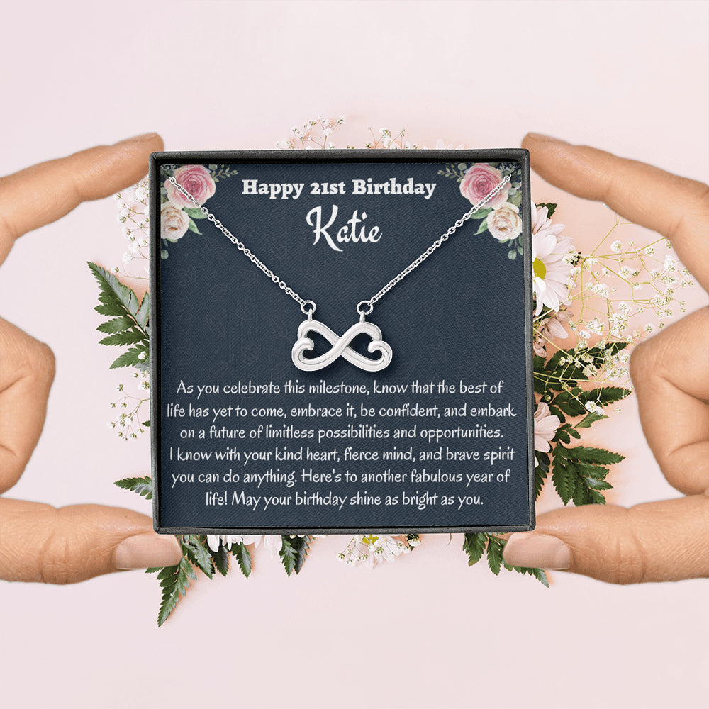Personalized 21st Birthday Gift, Gift for 21 year Old Girl, Infinity Necklace, Birthday Present for 21 Year Old, Birthday Gift For Her, Birthday Gift for Friend or Daughter.