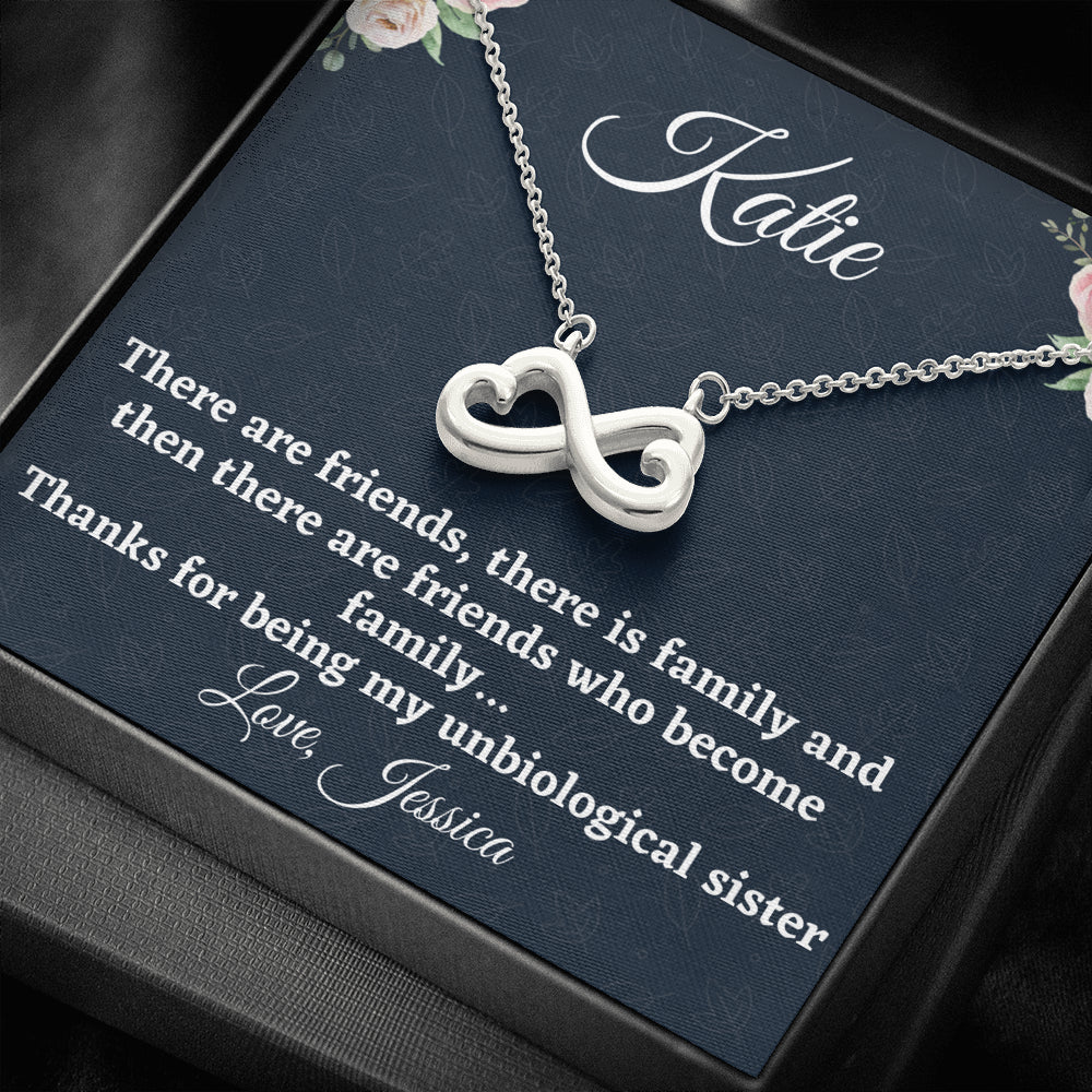 Gift for Best Friend, Personalized Infinity Hearts Necklace, Unbiological Sister Gift, Gift For Your BFF, Sister Gift