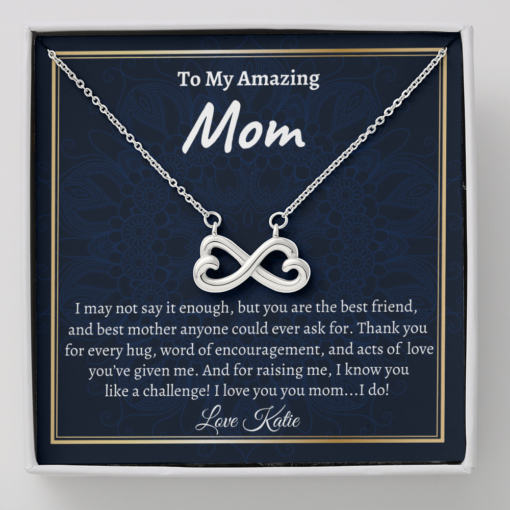 Funny Mother's Day Gift, Mom Gift From Daughter Necklace, Infinity Hearts Necklace, Christmas Gift, Mom Gift Idea, Mom Gift From Son