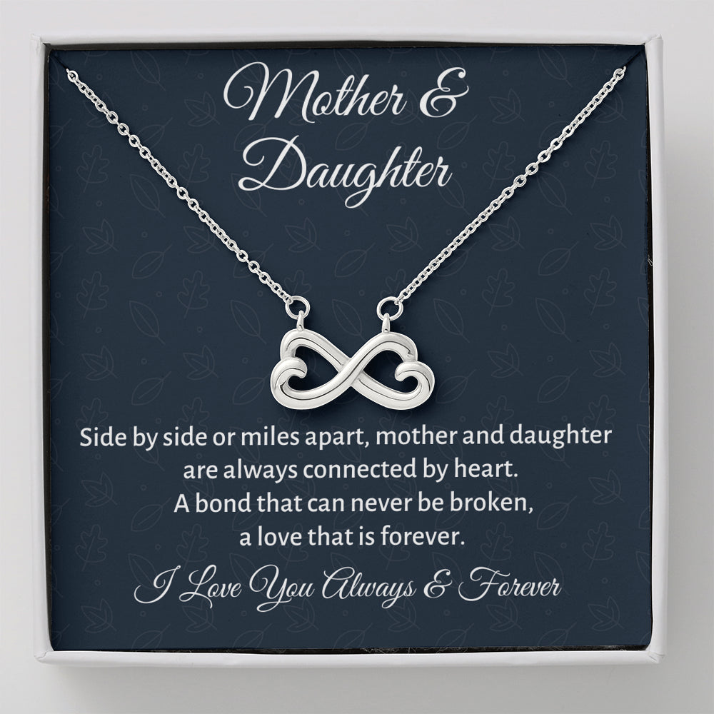 Mother & Daughter Infinity Hearts Necklace Gift, Mom Birthday or Christmas Present from Daughter, Parent Appreciation Gift