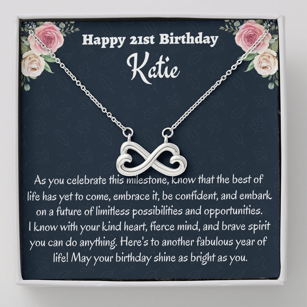 Personalized 21st Birthday Gift, Gift for 21 year Old Girl, Infinity Necklace, Birthday Present for 21 Year Old, Birthday Gift For Her, Birthday Gift for Friend or Daughter.