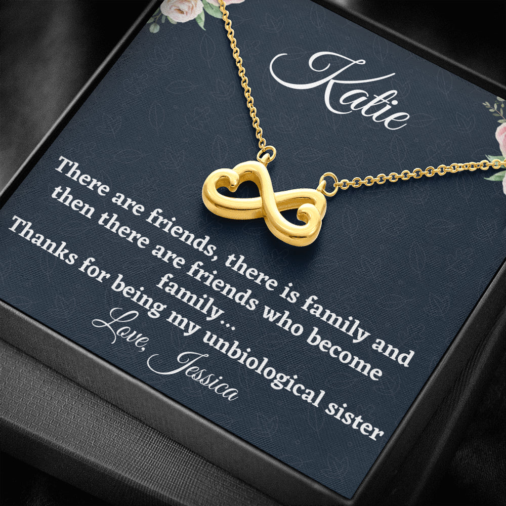 Gift for Best Friend, Personalized Infinity Hearts Necklace, Unbiological Sister Gift, Gift For Your BFF, Sister Gift