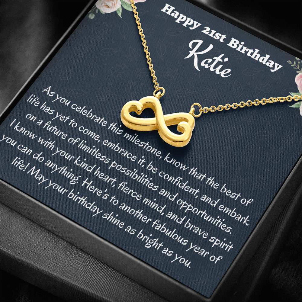 Personalized 21st Birthday Gift, Gift for 21 year Old Girl, Infinity Necklace, Birthday Present for 21 Year Old, Birthday Gift For Her, Birthday Gift for Friend or Daughter.