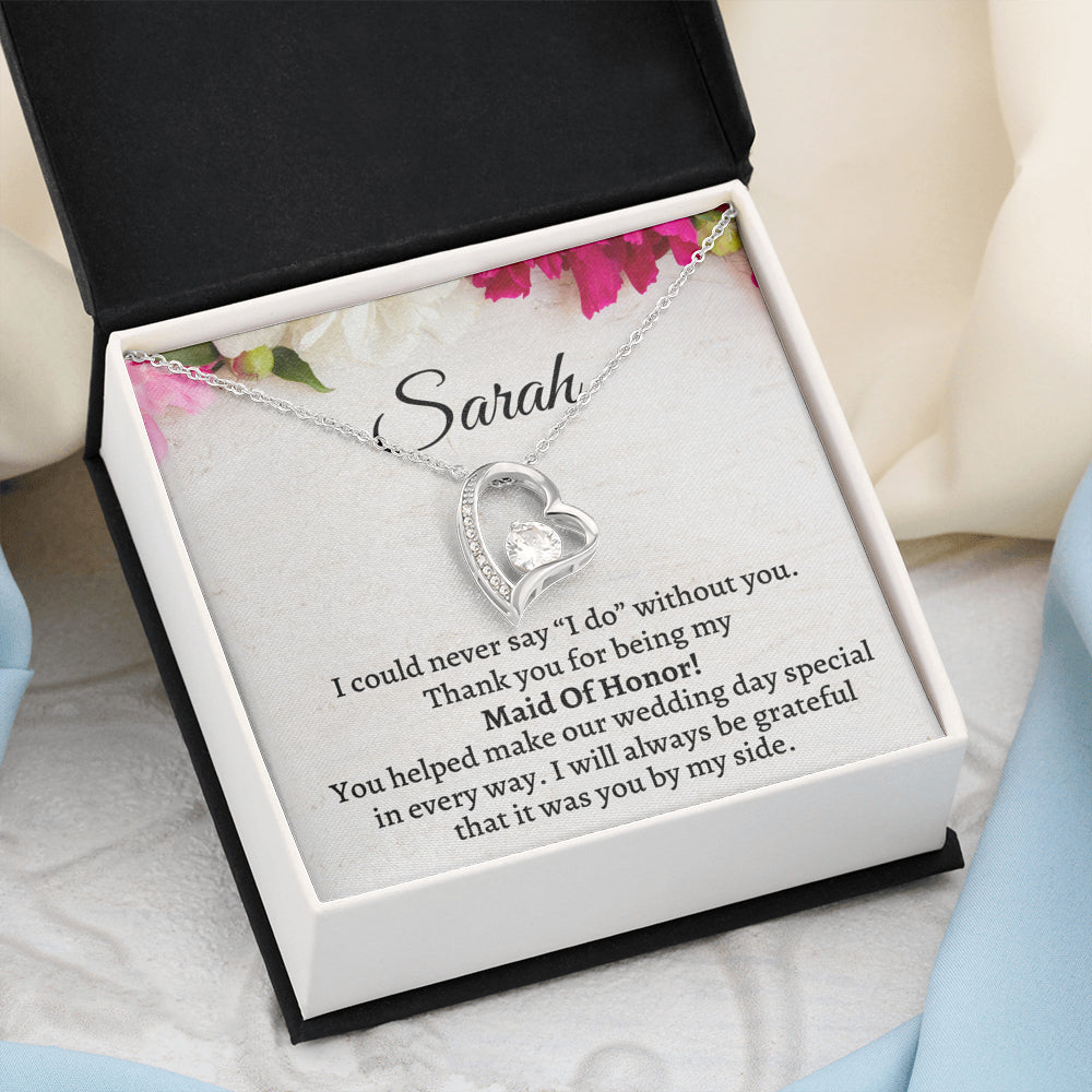 Maid of Honor Thank You Gift From Bride, Personalized Maid of Honor Thank You Gift, Forever Love Necklace, Appreciation Gift, Jewelry Gift, Matron of Honor Gift