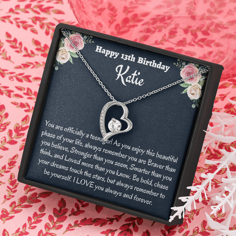 Personalized Thirteenth Birthday Gift, Gift for 13 year old Girl, Forever Love Necklace, Birthday Present for 13 Year Old, Teen Birthday Gift, Officially A Teenager Gift.