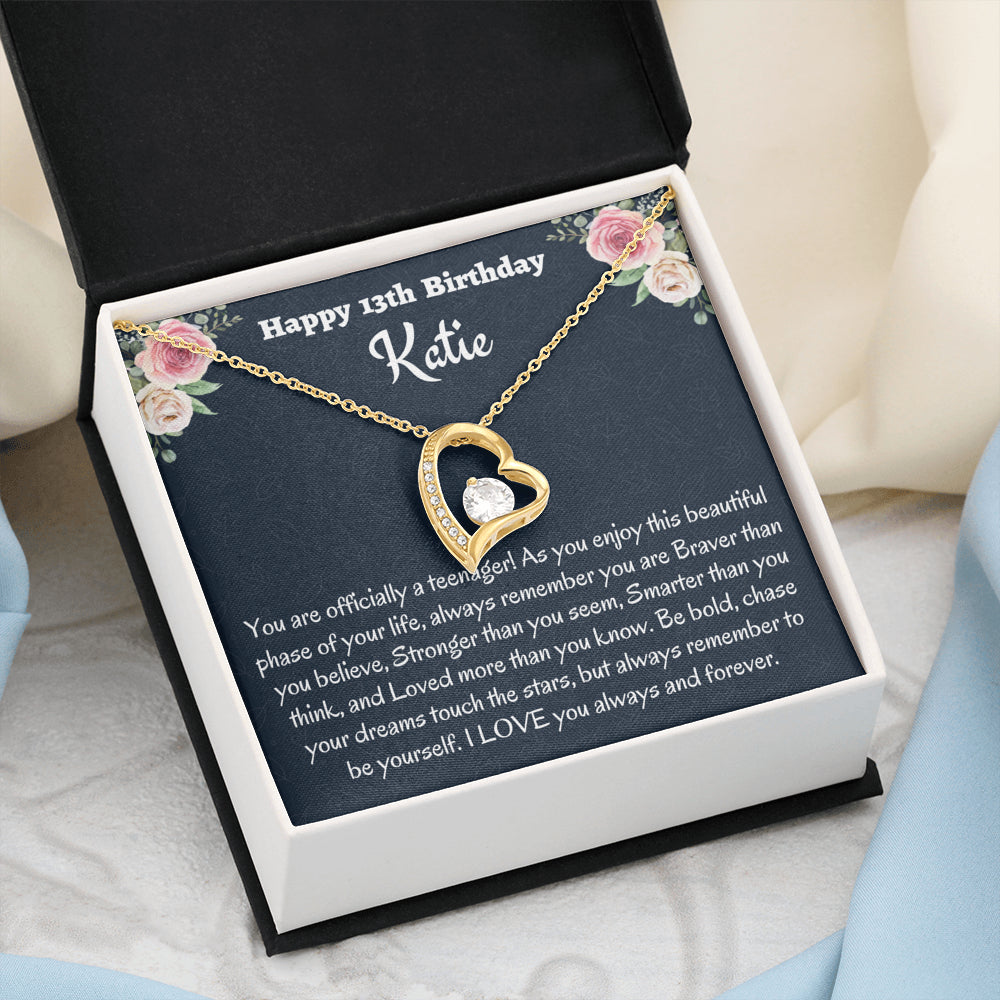 Personalized Thirteenth Birthday Gift, Gift for 13 year old Girl, Forever Love Necklace, Birthday Present for 13 Year Old, Teen Birthday Gift, Officially A Teenager Gift.