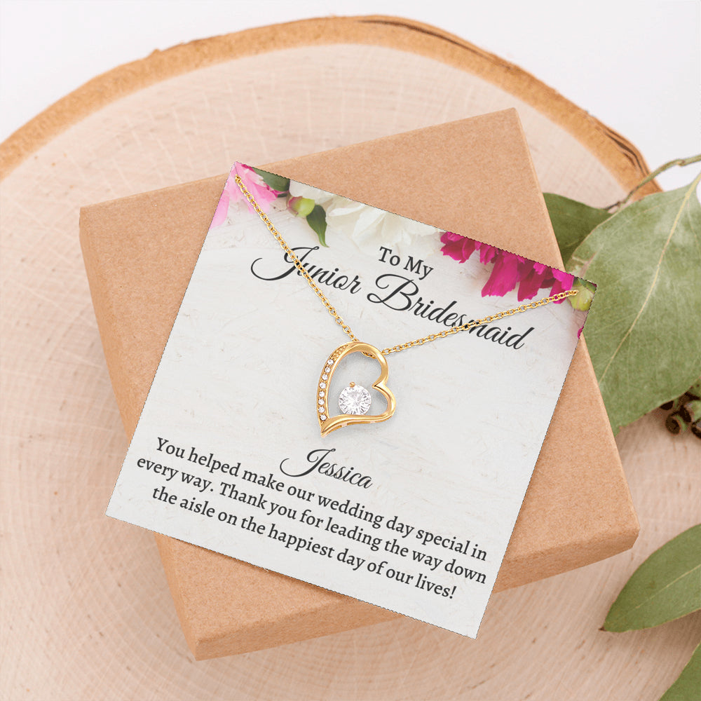 Junior Bridesmaid Gift Necklace, Forever Love Necklace Personalized Flower Girl Gift for Junior Bridesmaid, Jewelry for jr Bridesmaid