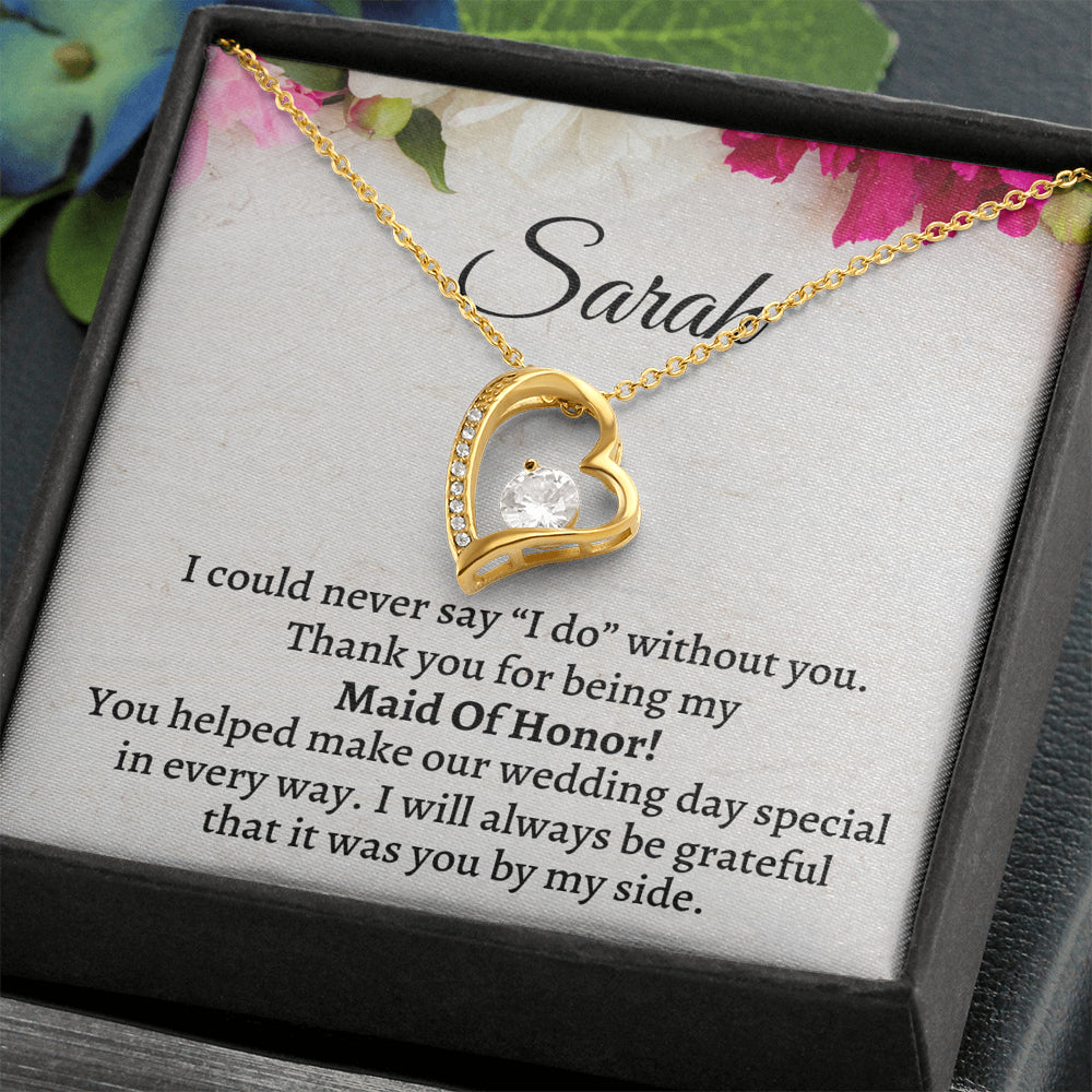 Maid of Honor Thank You Gift From Bride, Personalized Maid of Honor Thank You Gift, Forever Love Necklace, Appreciation Gift, Jewelry Gift, Matron of Honor Gift