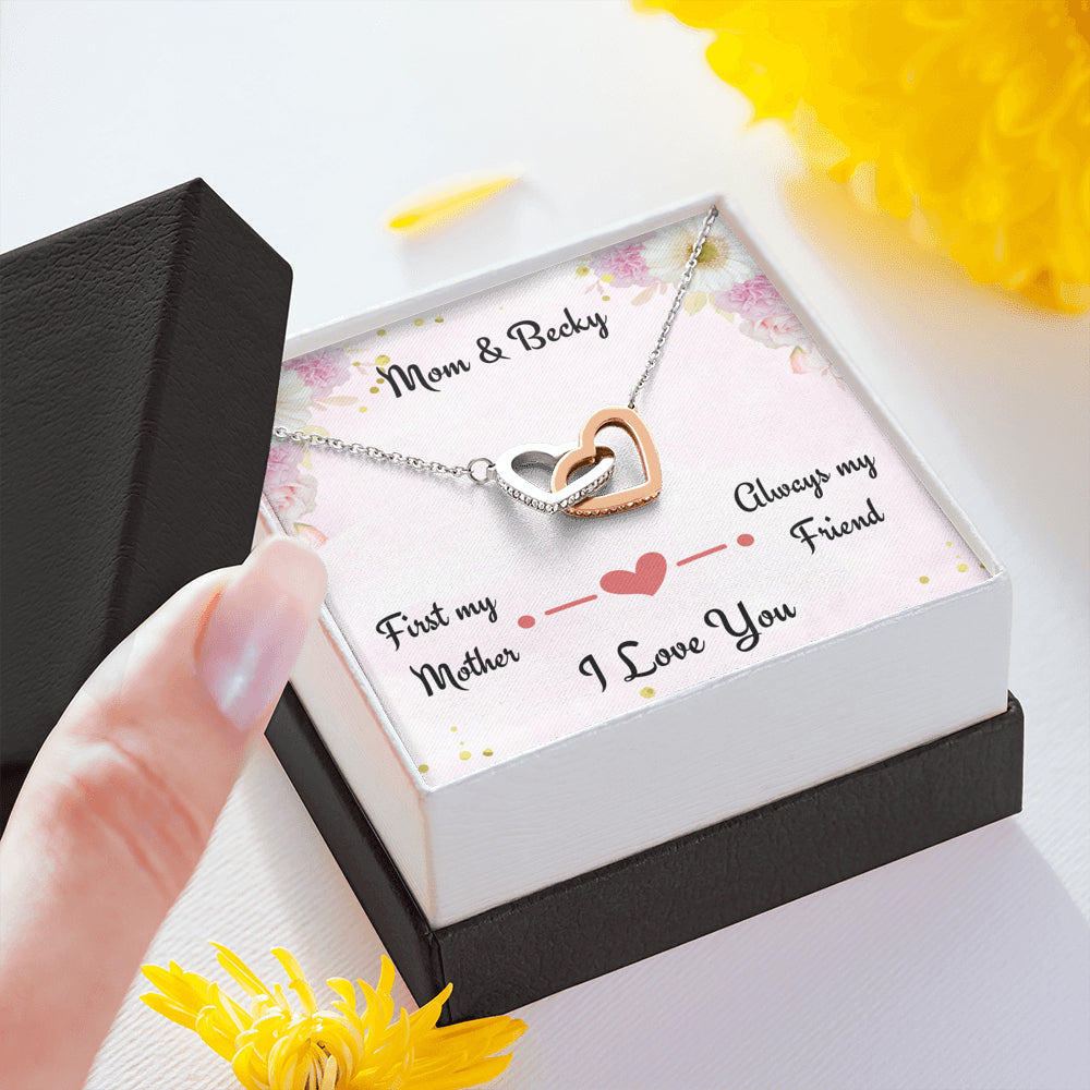 Gift for Mom, First My Mom Always My Friend, Love Knot Necklace, Personalized Gift for Mom, Birthday Gift or Christmas Gift For Mom
