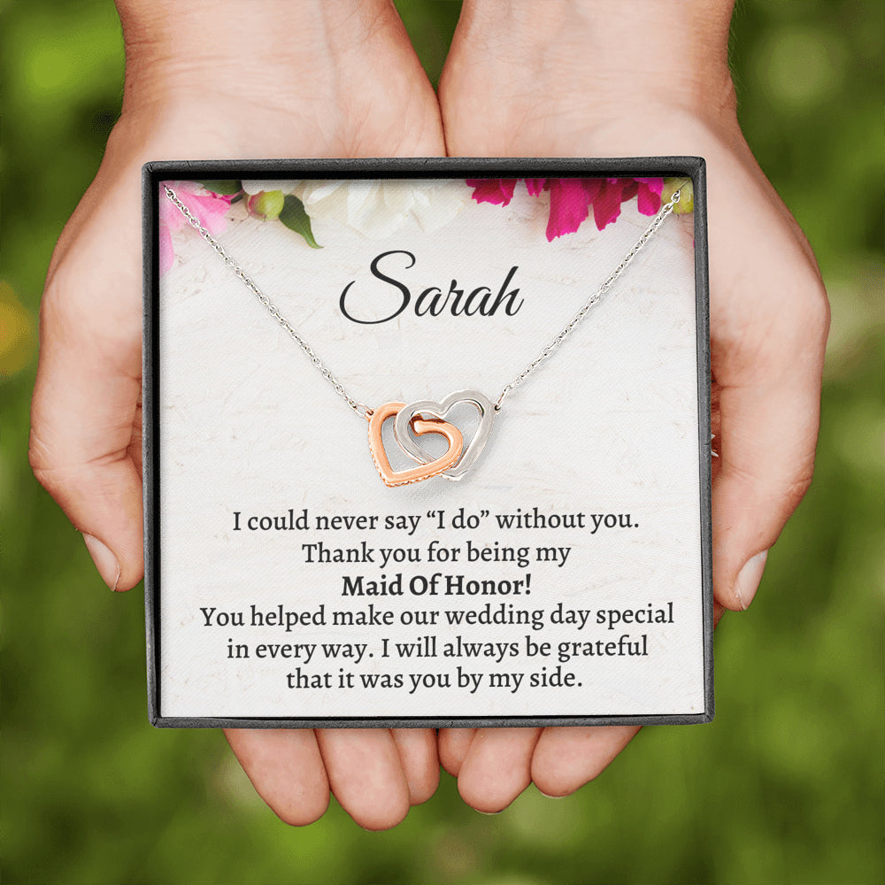 Maid of Honor Thank You Gift From Bride, Personalized Maid of Honor Thank You Gift, Two Hearts Necklace, Appreciation Gift, Jewelry Gift, Matron of Honor Gift