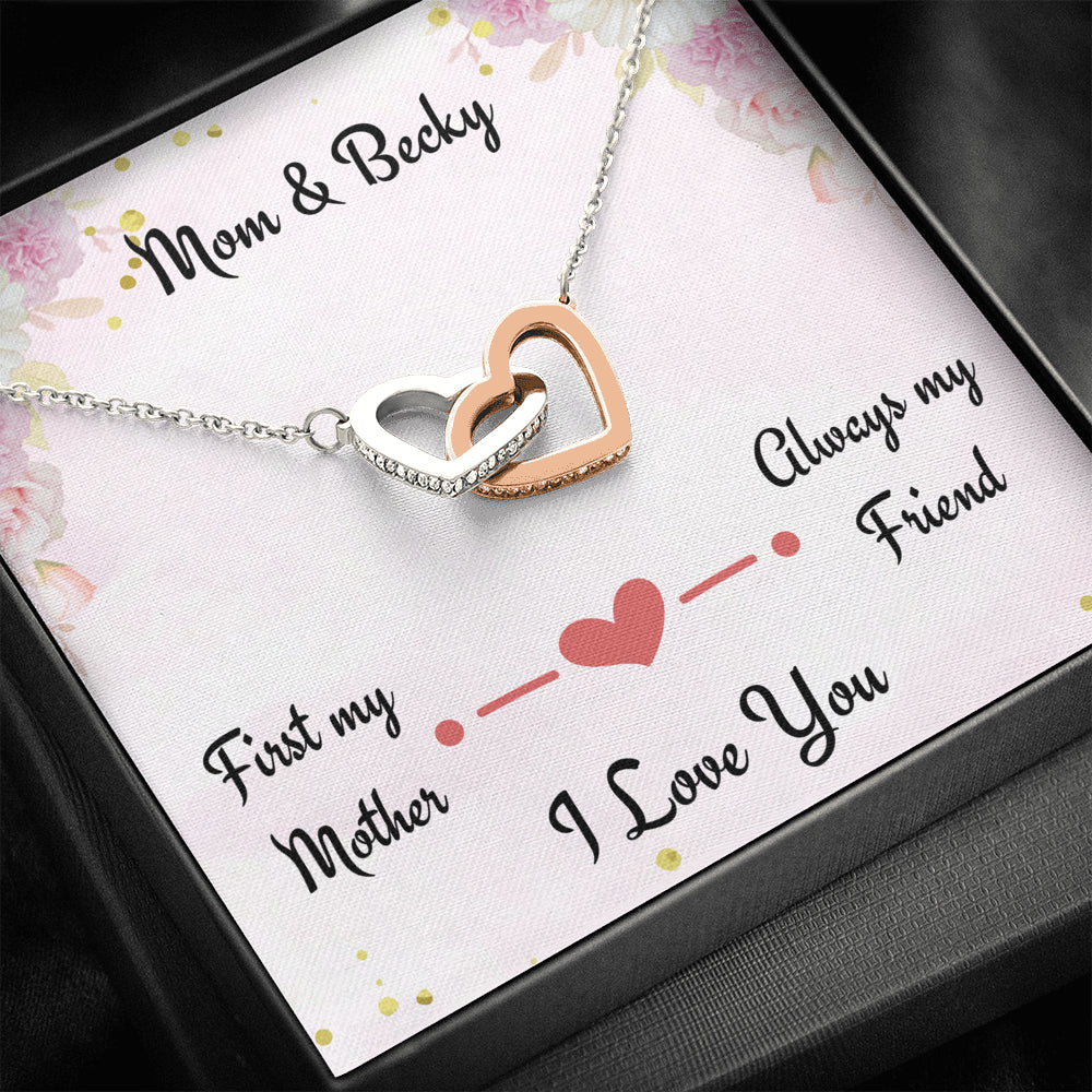 Gift for Mom, First My Mom Always My Friend, Love Knot Necklace, Personalized Gift for Mom, Birthday Gift or Christmas Gift For Mom