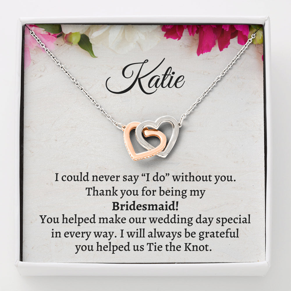 Bridesmaid Thank You Gift From Bride, Personalized Bridesmaid Thank You Gift, Two Hearts Necklace, Appreciation Gift, Bridesmaid Jewelry Gift