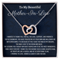 Mother-In Law Gift, Two Hearts Necklace, To My Husbands Mom Gift, Mother's Day Gift, Christmas Gift for Husband’s Mom