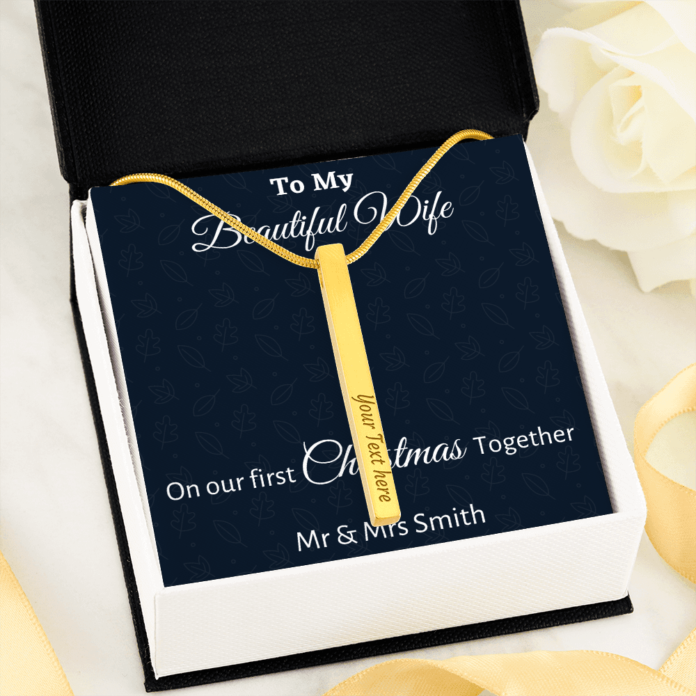 To My Wife Engraved Necklace Gift, Personalized Wife Gift On Our First Christmas Together Gift From Husband, Name Necklace Gift For Her