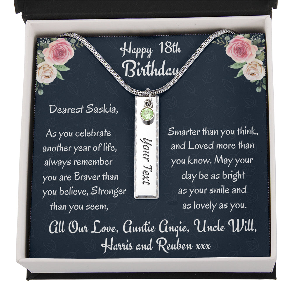 Custom 18 year old Birthstone Necklace