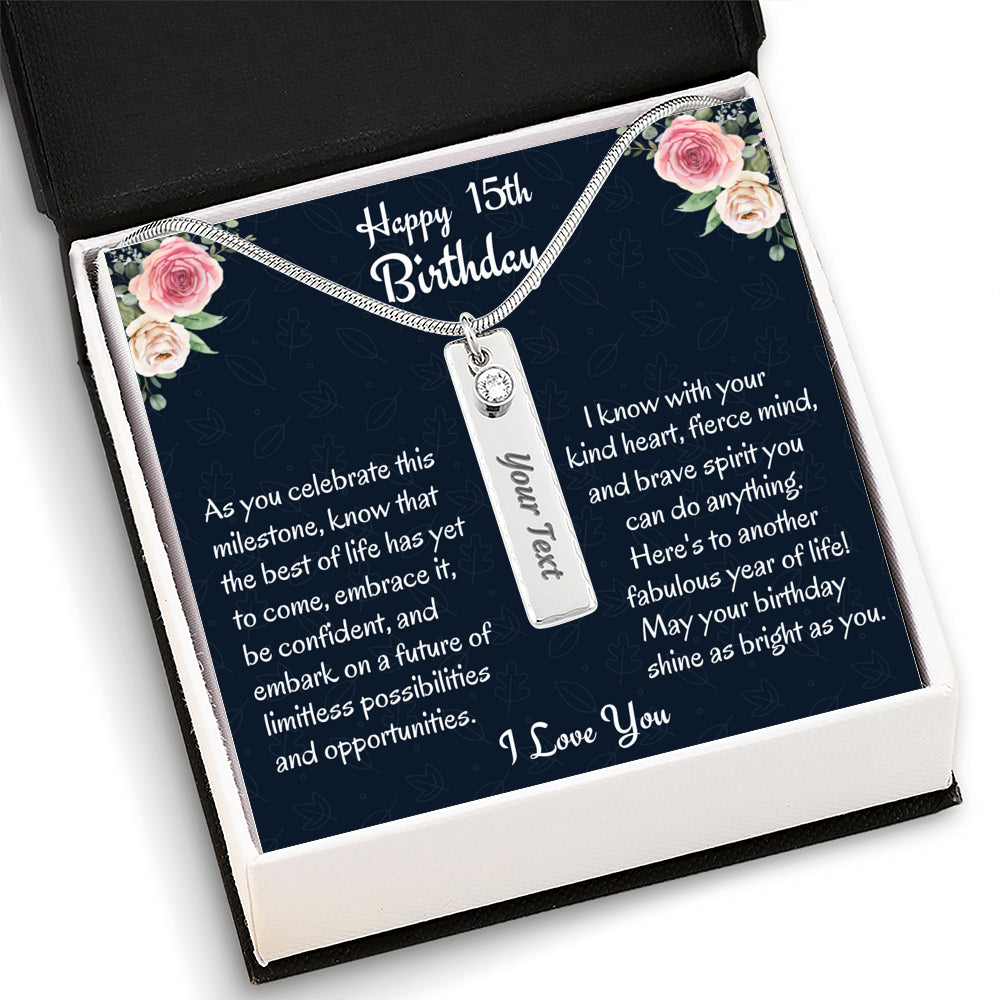 Birthday Gift for 15 Year Old Girl, Birthstone Necklace, Personalized Birthday Gift, Present for Fifteenth Birthday, Birthday Gift For A Friend or Daughter