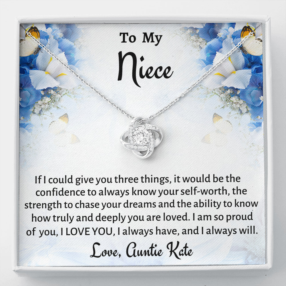 To My Niece Love Knot Necklace Gift, Know You Are Deeply Loved Necklace, Gift for Niece from Aunt Birthday, Graduation or Christmas Present