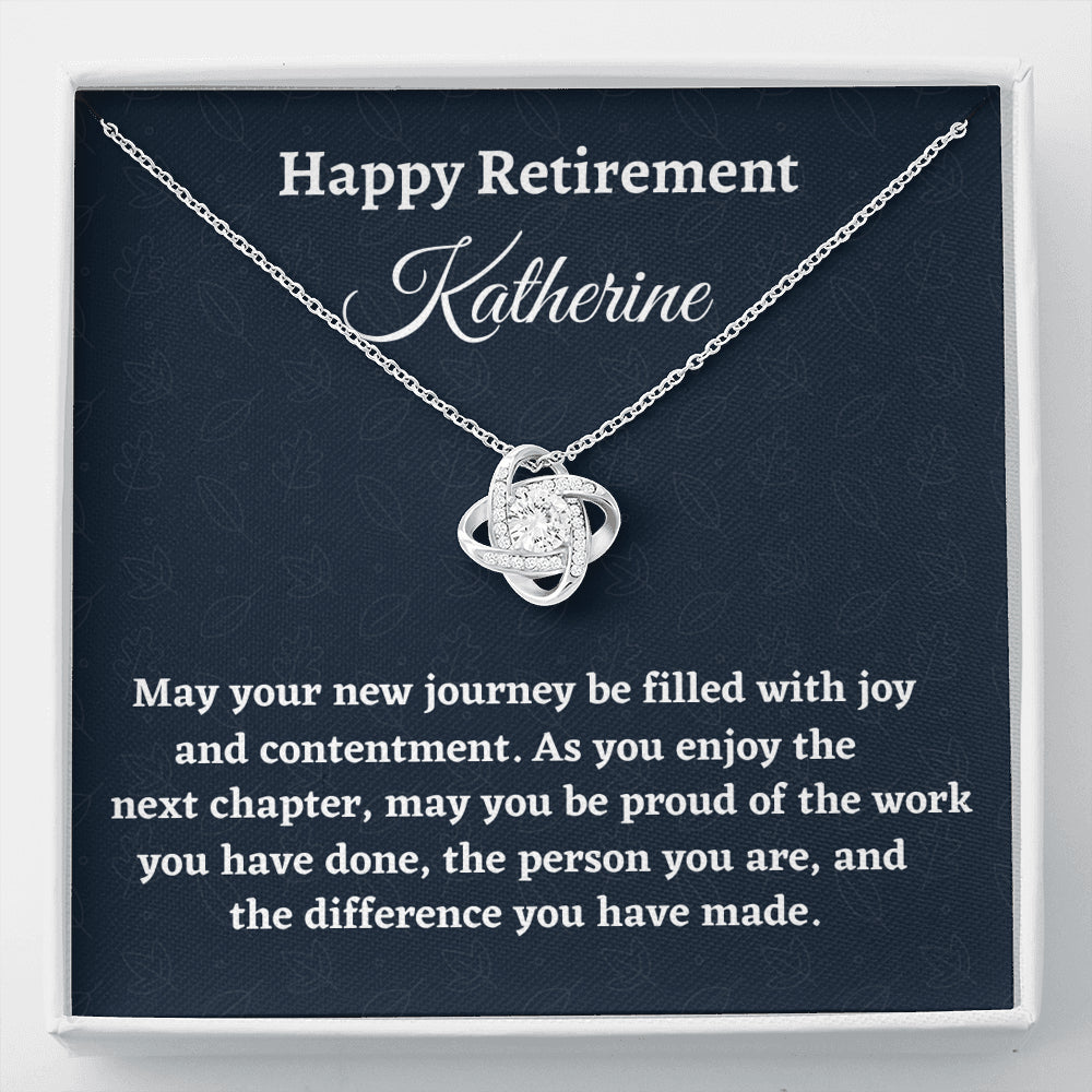 Personalized Retirement Gift for Women, Retirement Necklace Coworker Retirement Gift, Love Knot Necklace, Gifts for Retiring Colleague